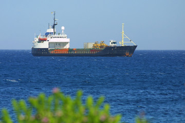 Fototapeta premium Industrial ship in Mediterranean sea