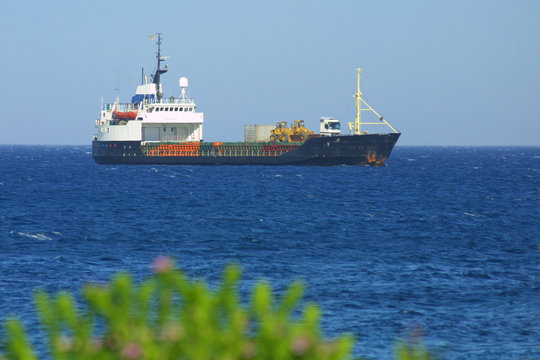 Industrial ship in Mediterranean sea