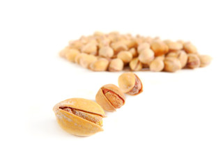 Pistachios isolated on white