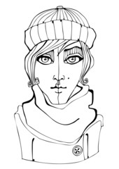 illustrated cute girl with hat