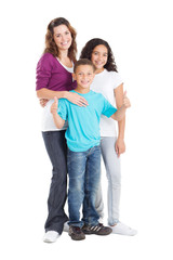 pretty mother and teen kids
