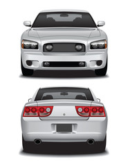 Modern Car Front and Rear, Silver