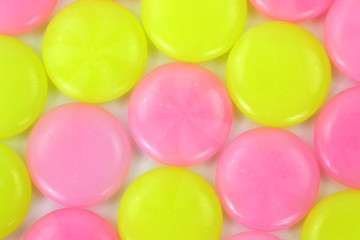 Pink and yellow hard candy