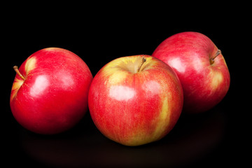 red apples isolated on  black
