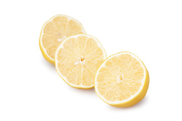Sliced lemons isolated on white background