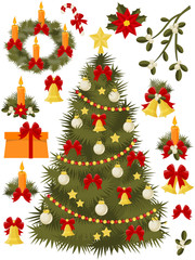 Christmas and New Year icons set