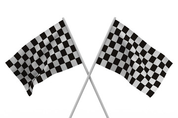 Fototapeta premium finishing checkered flag on white background. Isolated 3D image