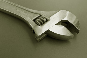 Adjustable spanner / wrench on work surface