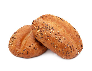fresh rolls with grains isolated on white