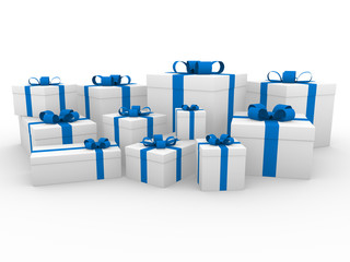 3d geschenk box blau weiß