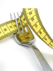 Fork & measuring tape isolated