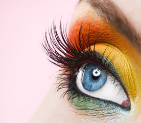 Naklejka premium Women eye make-up with flower