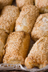 Hot patty with sesame and cheese
