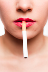 Naklejka premium rote Lippen mit Zigarette