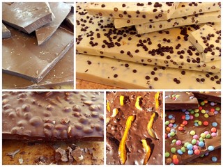 plaques de chocolat blanc noir et au lait