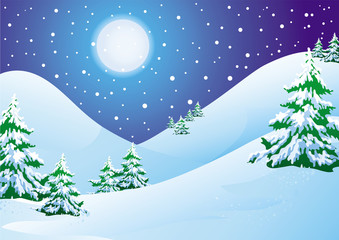 Night winter landscape