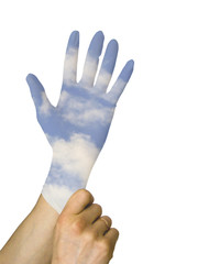 Putting on the glove. Concept image