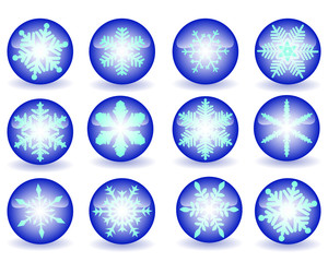 Blue buttons with snowflakes
