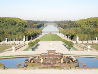 Decorative gardens with Park , spring , tree at Versailles in Fr