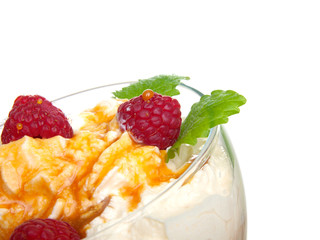 raspberrys with yoghurt.