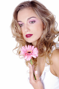 Model Gesicht Frau mit Blume Porträt