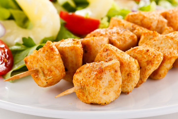 Grilled meat and vegetables