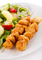 Grilled meat and vegetables