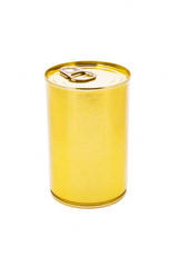 Yellow beer can isolated on the white