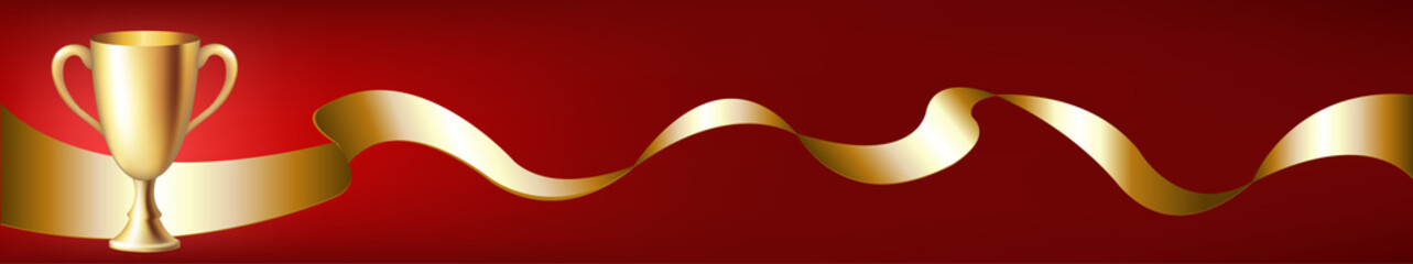 Banner With Gold Trophy Cup And Tape