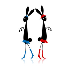 Two fashion rabbits for your design