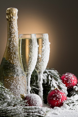 Christmas Champagne in the snow