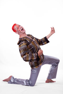 Rock star with air guitar