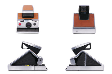 Four Sides of a Vintage Instant Camera on a White Background