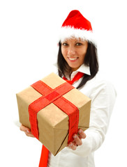 Christmas woman with gift