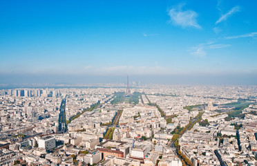 Fototapeta na wymiar Paryż z lotu ptaka z wieży Montparnasse