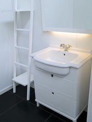 Modern contemporary designer white bathroom