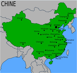 Carte des Villes Principales de Chine