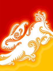 Fototapeta premium Chinese New Year vector greeting card with rabbit silhouette
