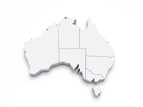 Australia 3D map on white