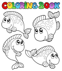 Coloring book with four fishes