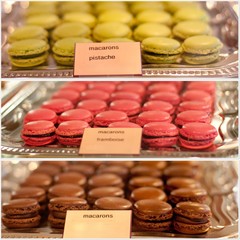 collage trio de macarons colorés et appétissants