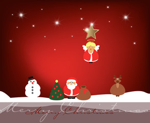 Christmas, Santa Claus, Angel, Snowman, Moose