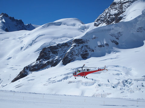 Vehicles helicopter at Jungfrau in Switzerland mountain
