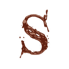 Chocolate letter S isolated on white background