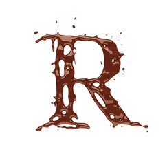 Chocolate letter R isolated on white background