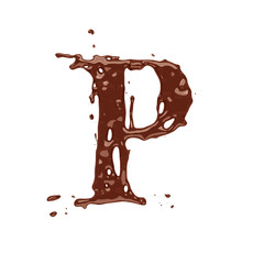 Chocolate letter P isolated on white background
