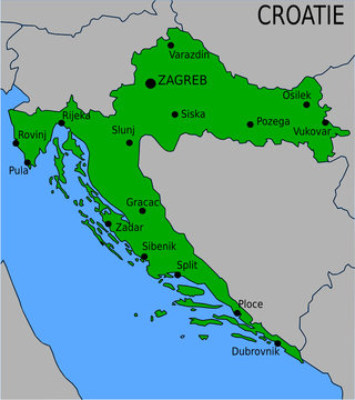 Carte des Villes Principales de Croatie