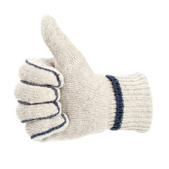 Glove isolated on white showing the thumbs up sign