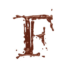 Chocolate letter F isolated on white background