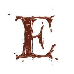 Chocolate letter E isolated on white background